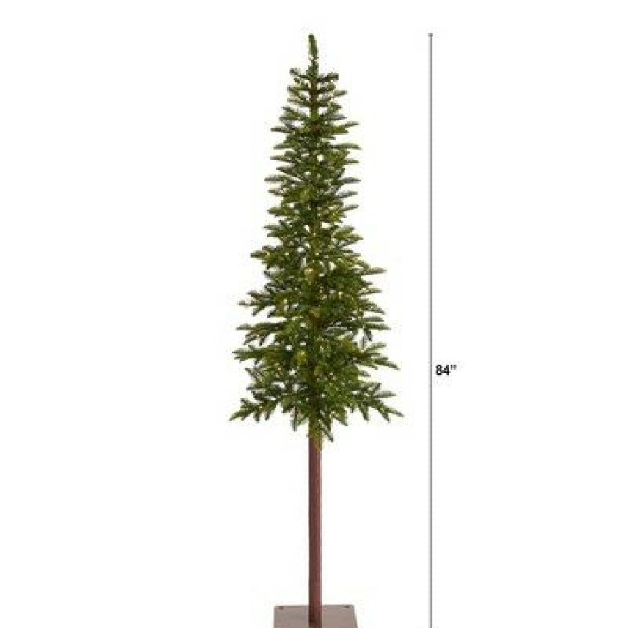 Pine * | 7Ft Nearly Natural Pre-Lit Led Slim Alaskan Alpine Artificial Christmas Tree Clear Lights