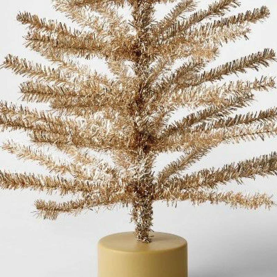 Unidentified Plant Variety * | 24" Unlit Tinsel Artificial Christmas Tree Champagne Gold Wondershop