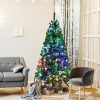 Pine * | Costway 6Ft Pre-Lit Fiber Optic Pvc Artificial Christmas Tree W/ 617 Branch Tips