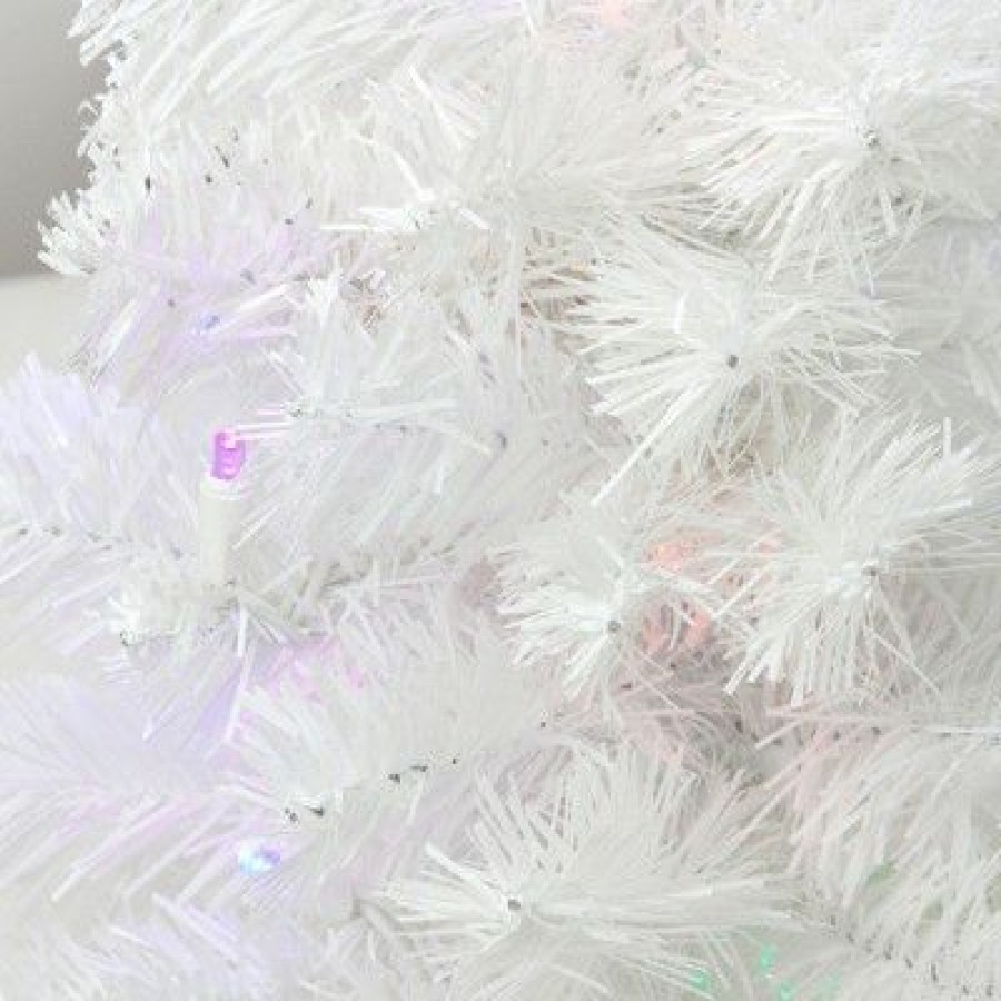 Pine * | Northlight 18 Pre-Lit Snow White Artificial Christmas Tree Multicolor Lights