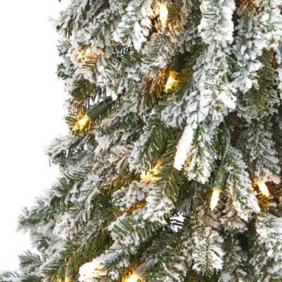 Pine * | 4Ft Nearly Natural Pre-Lit Flocked Grand Alpine Artificial Christmas Tree Clear Lights