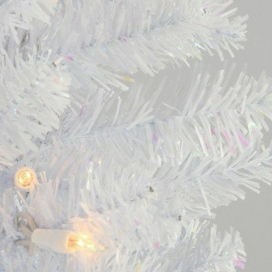 Spruce * | National Tree Company 7Ft National Christmas Tree Company Full Iridescent Tinsel Christmas Tree With Metal Stand & 210 Clear Lights White