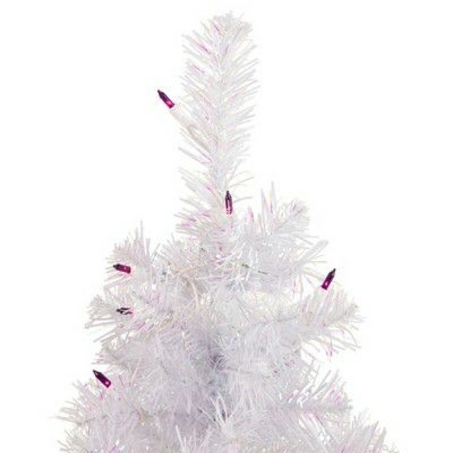 Pine * | Northlight 2 Pre-Lit Rockport White Pine Artificial Christmas Tree, Purple Lights