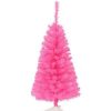 Pine * | Costway 3 Ft Premium Artificial Christmas Mini Tree Holiday Season Pink W/ Plastic Stand