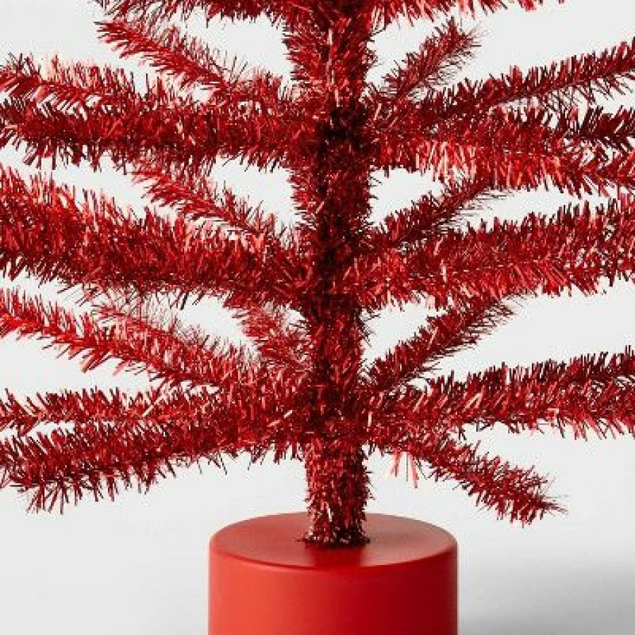 Unidentified Plant Variety * | 24" Unlit Tinsel Artificial Christmas Tree Red Wondershop