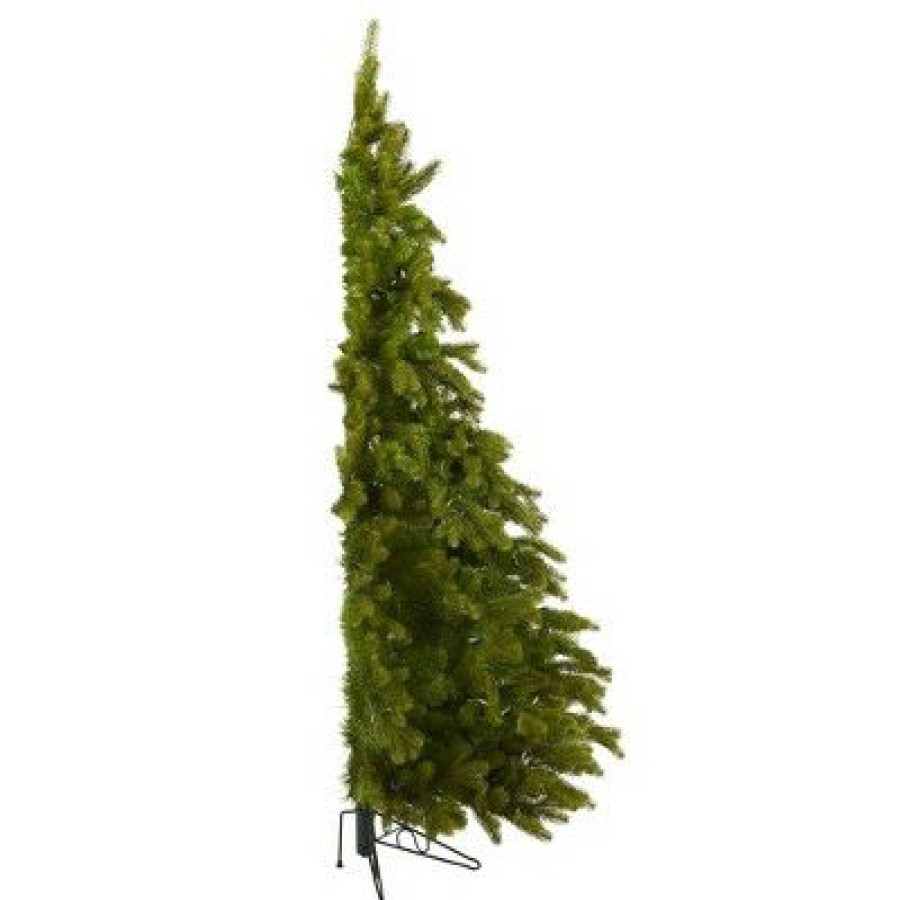 Spruce * | 6Ft Nearly Natural Pre-Lit Led Cambridge Spruce Flat Back Artificial Christmas Tree Warm White Lights