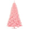 Pine * | Costway 7.5Ft Hinged Artificial Christmas Tree Full Fir Tree New Pvc W/ Metal Stand Pink