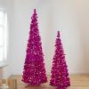 Pine * | Northlight 4 Pre-Lit Pink Tinsel Pop-Up Artificial Christmas Tree, Clear Lights