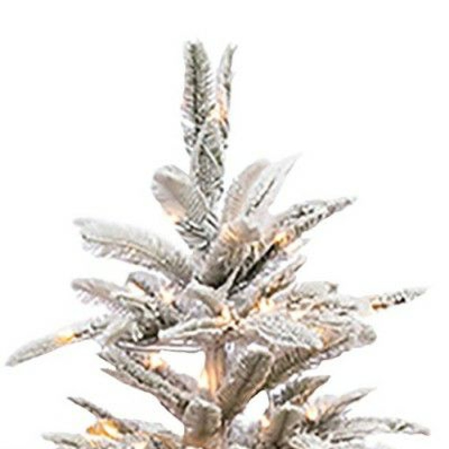 Unidentified Plant Variety * | Primo International Puleo International 7.5 Foot Flocked Aspen Fir Prelit Artificial Christmas Tree W/1,319 Branch Tips, 700 Clear Lights, Hinged Branches, & Metal Stand