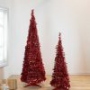 Pine * | Northlight 4 Red Tinsel Pop-Up Artificial Christmas Tree, Unlit