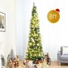 Pine * | Tangkula 8Ft Artificial Pine Pencil Spruce Christmas Tree Slim Xmas Tree With Metal Stand