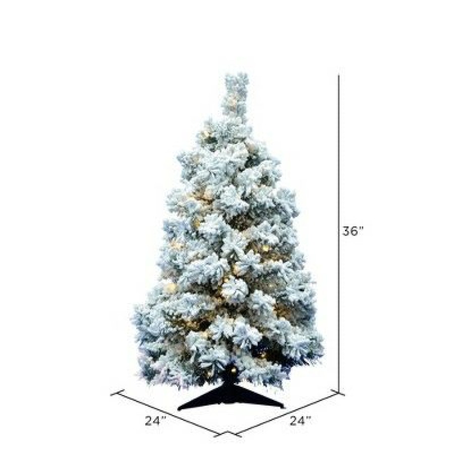 Unidentified Plant Variety * | Vickerman Flocked Alaskan 36 Inch Frosted Prelit Artificial Holiday Tree With 100 Italian White Led Lights For Holiday Season