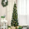 Noble Fir * | Homcom 6Ft Tall Pre-Lit Slim Noble Fir Artificial Christmas Tree With Realistic Branches, 200 Warm White Led Lights And 390 Tips