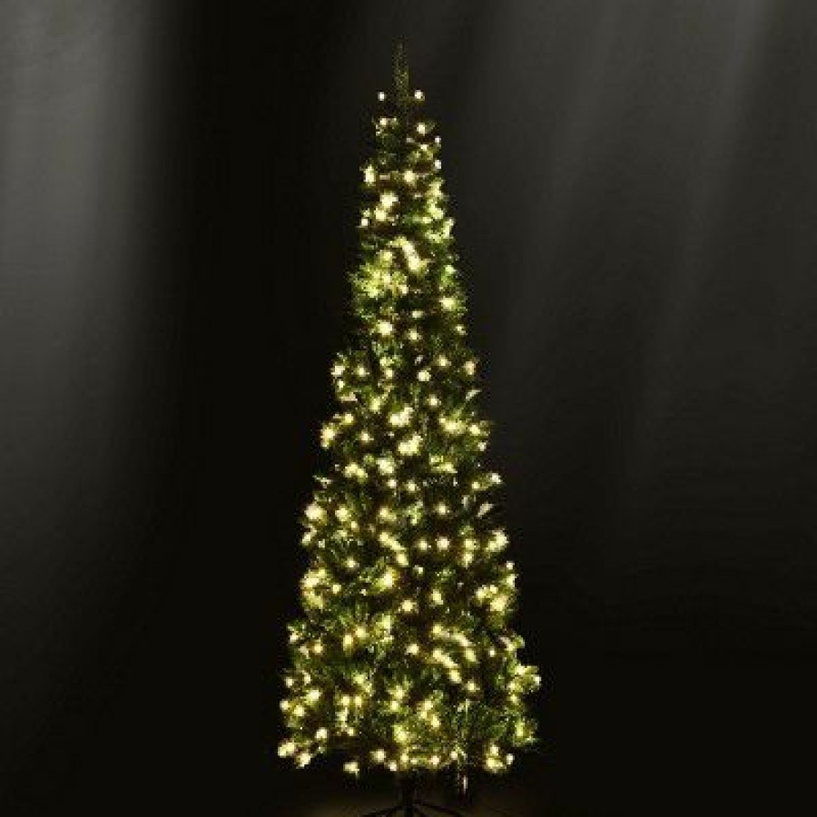 Pine * | Costway 7.5Ft Pre-Lit Hinged Pencil Christmas Tree 350 White Lights