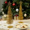 Pine * | Juvale 2 Pack Small Gold Christmas Trees For Tabletop, Holiday Decorations, 10.5 X 3 X 3 Inches