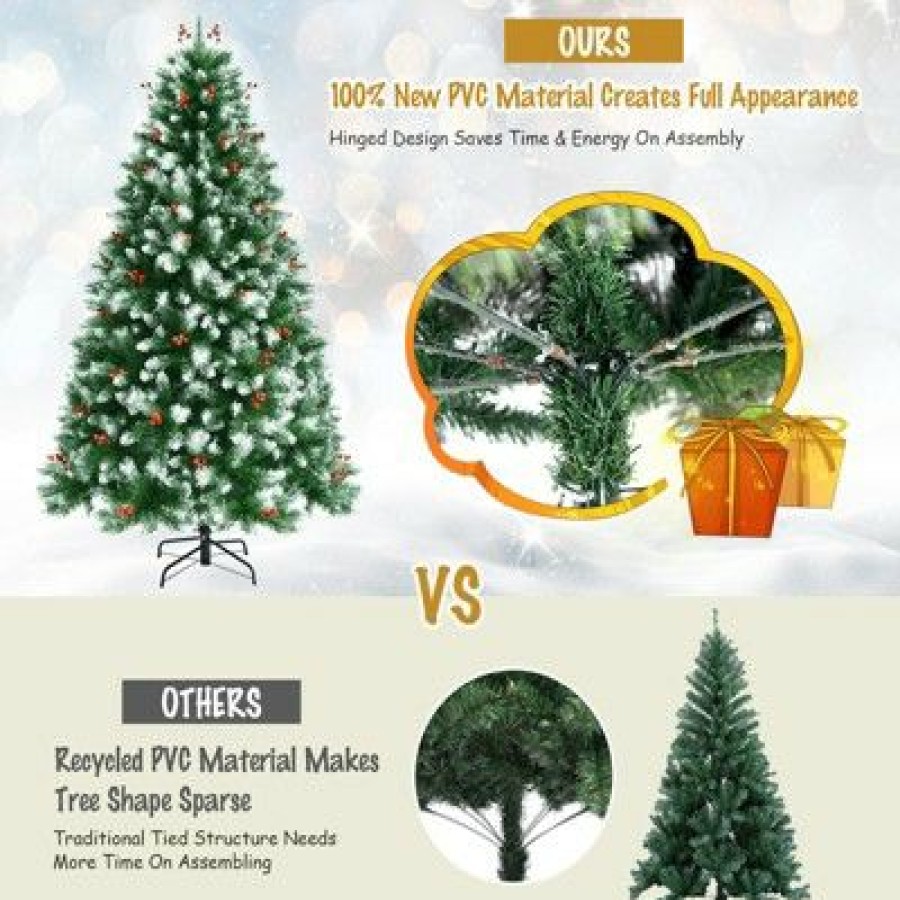 Pine * | Tangkula Happygrill Lifelike Christmas Pine Tree, Artificial Hinged Xmas Tree W/ Pine Needles & Pvc Tips