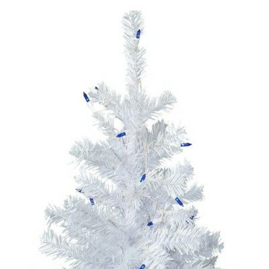 Pine * | Northlight 6.5 Pre-Lit Woodbury White Pine Pencil Artificial Christmas Tree, Blue Lights