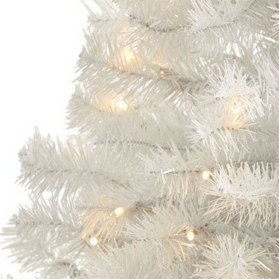 Pine * | 4Ft Nearly Natural Pre-Lit Led White Artificial Christmas Tree Clear Lights