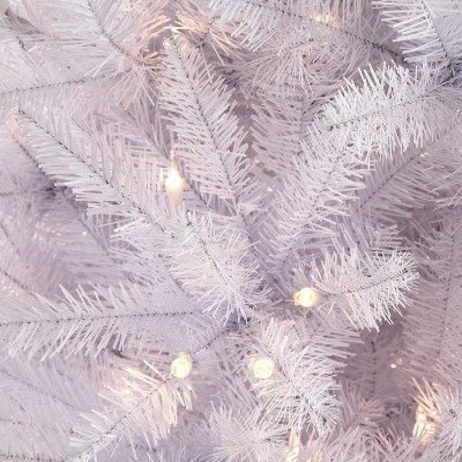 Fir Wood * | Puleo 6.5Ft Pre-Lit Artificial Christmas Tree White Pencil Forest Fir