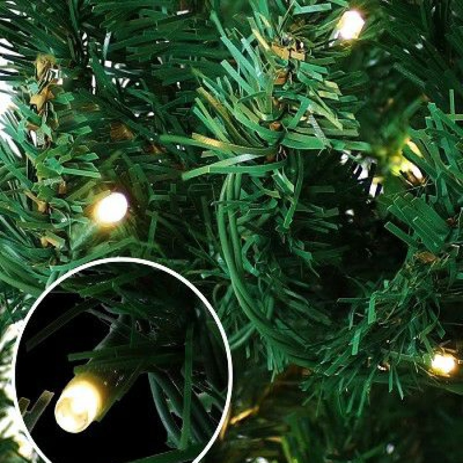 Balsam Fir * | Sunnydaze Decor Sunnydaze Indoor Pre-Lit Faux Tannenbaum Slim Holiday Christmas Evergreen Tree With Hinged Branches And Warm White Lights 6 Green