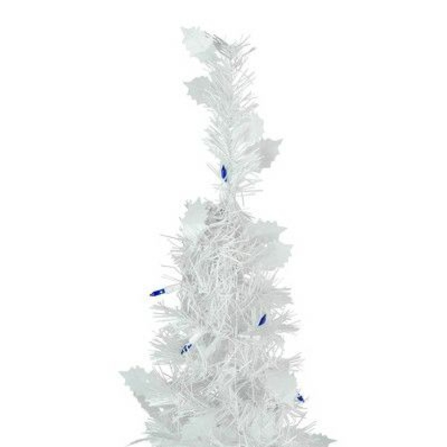 Pine * | Northlight 4 Pre-Lit White Tinsel Pop-Up Artificial Christmas Tree, Blue Lights