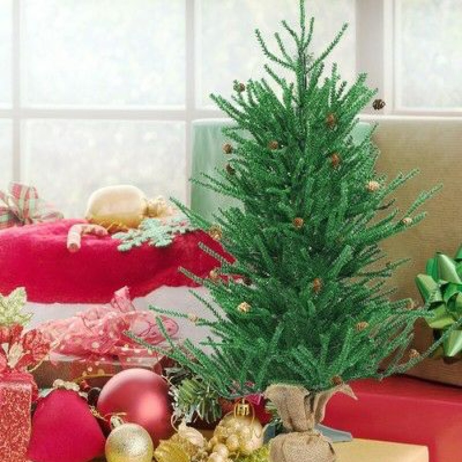 Pine * | Costway 36"Christmas Tree Artificial Unlit 30 Pine Cones Burlap Base