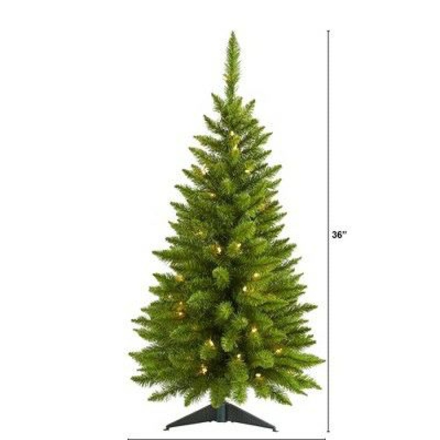 Pine * | 3Ft Nearly Natural Pre-Lit Providence Pine Artificial Christmas Tree Warm White Lights