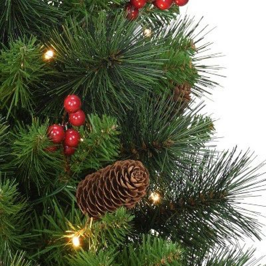 Pine * | 2Ft Puleo Pre-Lit Tabletop Artificial Christmas Tree Gold Base Clear Lights