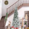 Pine * | Homcom 9 Unlit Snow Flocked Pine Artificial Christmas Tree With Realistic Branches And 1159 Tips, Green