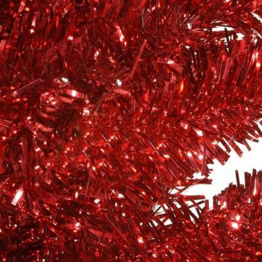 Unidentified Plant Variety * | National Tree Company 3Ft National Christmas Tree Company Red Tinsel Artificial Christmas Tree With Plastic Stand