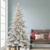 Fir Wood * | Puleo 7' Pre-Lit Led Flocked Full Utah Fir Artificial Christmas Tree Color Select Lights