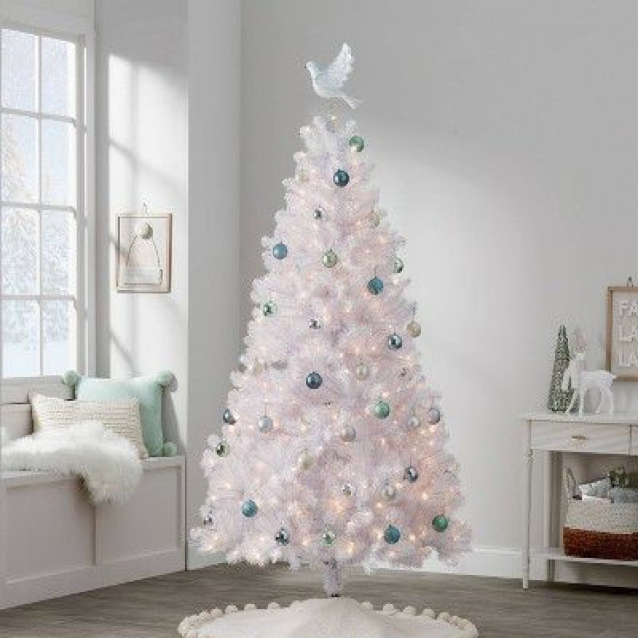 Alberta Spruce * | 6.5' Pre-Lit White Alberta Artificial Christmas Tree Clear Lights Wondershop