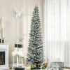 Unidentified Plant Variety * | Homcom 82.75 Snow Flocked Artificial Pencil Christmas Tree, Slim Xmas Tree With Realistic Branches And Steel Stand For Indoor Decoration, Green