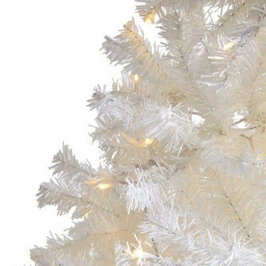 Pine * | 7Ft Nearly Natural Pre-Lit Led White Artificial Christmas Tree Clear Lights