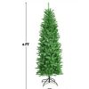 Pine * | Costway 6Ft Pre-Lit Artificial Pencil Christmas Tree Hinged Fir Pvc Tree /250 Led Lights