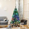 Pine * | Costway 5Ft Pre-Lit Fiber Optic Pvc Artificial Christmas Tree W/ 449 Branch Tips