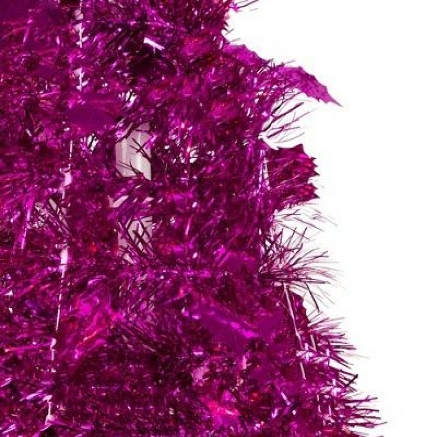 Pine * | Northlight 4 Pink Tinsel Pop-Up Artificial Christmas Tree, Unlit