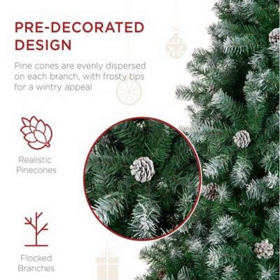 Pine * | Best Choice Products Pre-Decorated Holiday Christmas Pine Tree W/ Metal Base