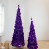 Pine * | Northlight 6 Purple Tinsel Pop-Up Artificial Christmas Tree, Unlit