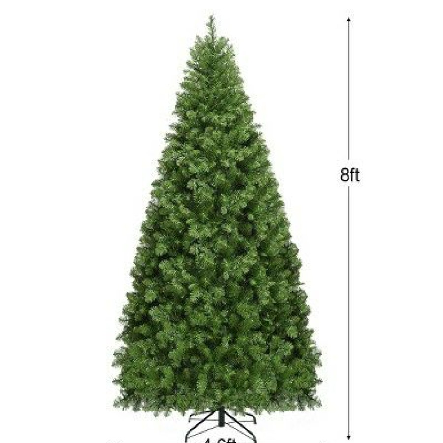 Pine * | Costway Pre-Lit Pvc Christmas Tree 8Ft Spruce Hinged 880 Led Lights