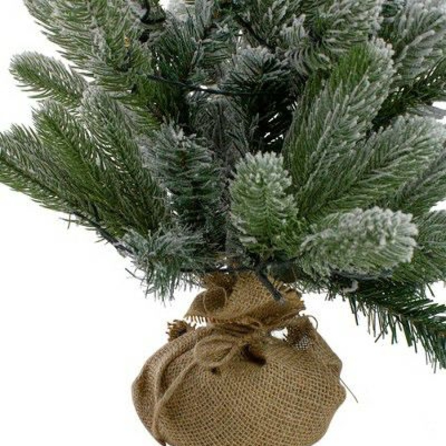 Pine * | Northlight 2 B/O Potted Frosted Pine Medium Artificial Christmas Tree In A Burlap Pot- Warm White Lights