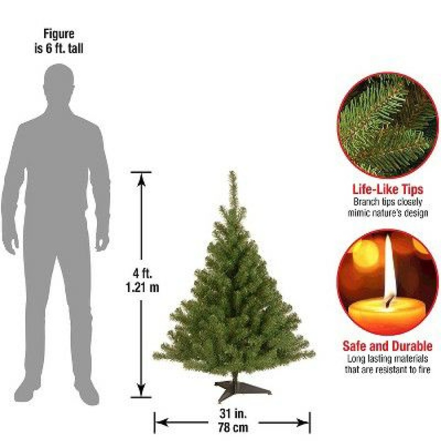 Spruce * | National Tree Company 4 Foot Small Artificial Fake Unlit Kincaid Spruce Holiday Festive Decor Tree With Metal Base, Easy Assembly