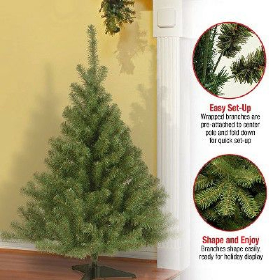 Spruce * | National Tree Company 4 Foot Small Artificial Fake Unlit Kincaid Spruce Holiday Festive Decor Tree With Metal Base, Easy Assembly