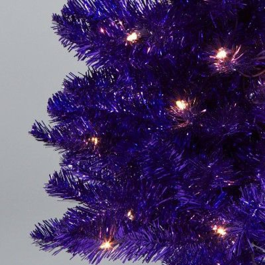 Alberta Spruce * | 3' Pre-Lit Purple Tinsel Spruce Artificial Christmas Tree Clear Lights Wondershop