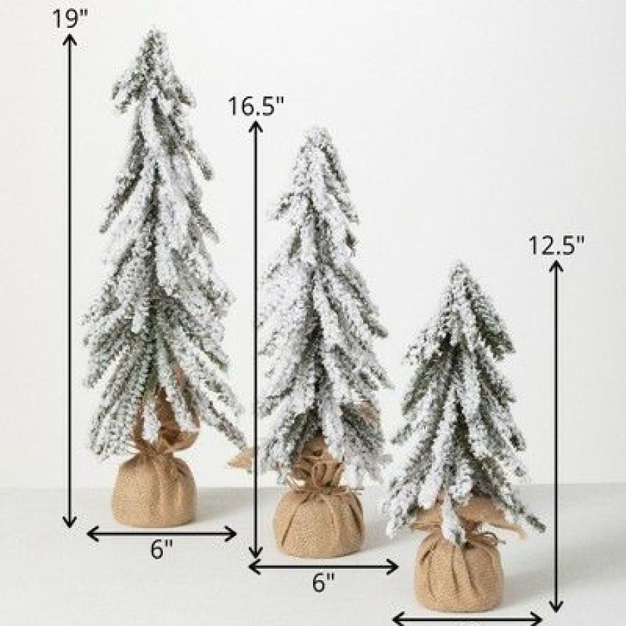 Unidentified Plant Variety * | Sullivans Snowy Artificial Tree Set Of 3, 12.5 H, 16.5 H & 19 H Brown