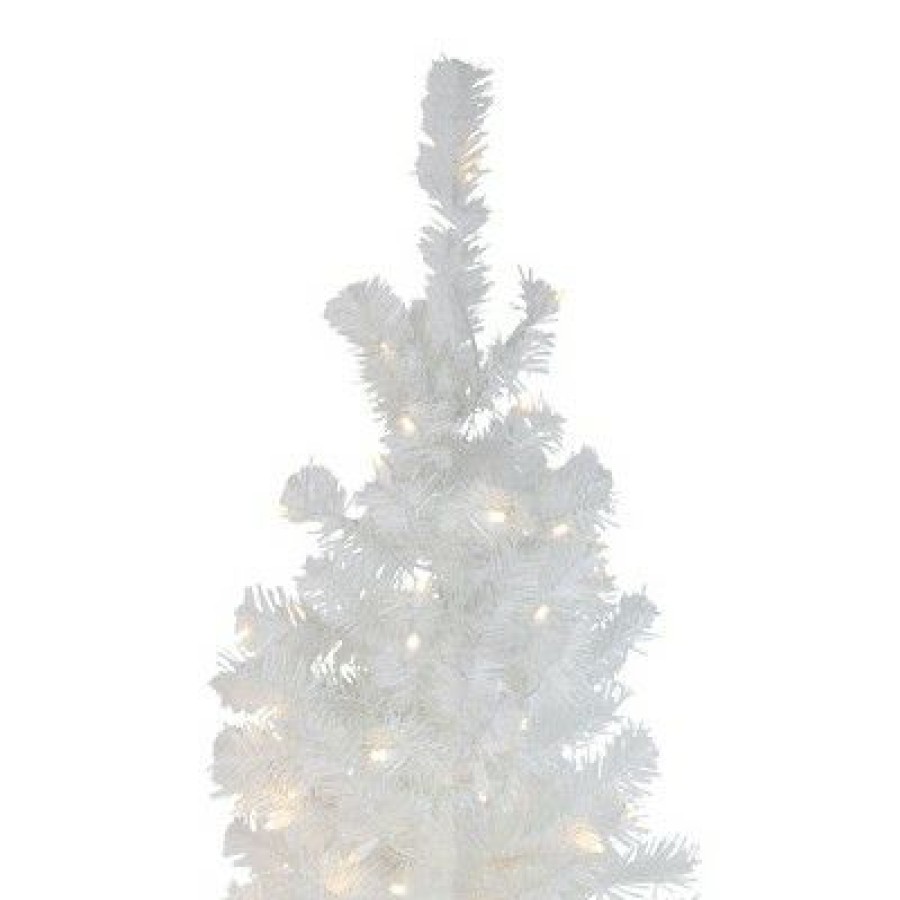 Pine * | Northlight 6.5 Pre-Lit Pencil White Winston Pine Artificial Christmas Tree Warm White Led Lights