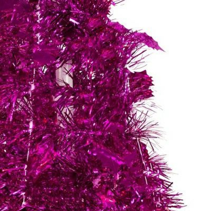 Pine * | Northlight 6 Pink Tinsel Pop-Up Artificial Christmas Tree, Unlit