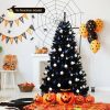 Pine * | Tangkula Artificial Christmas Tree Halloween Hinged Spruce Full Tree With Metal Stand Black