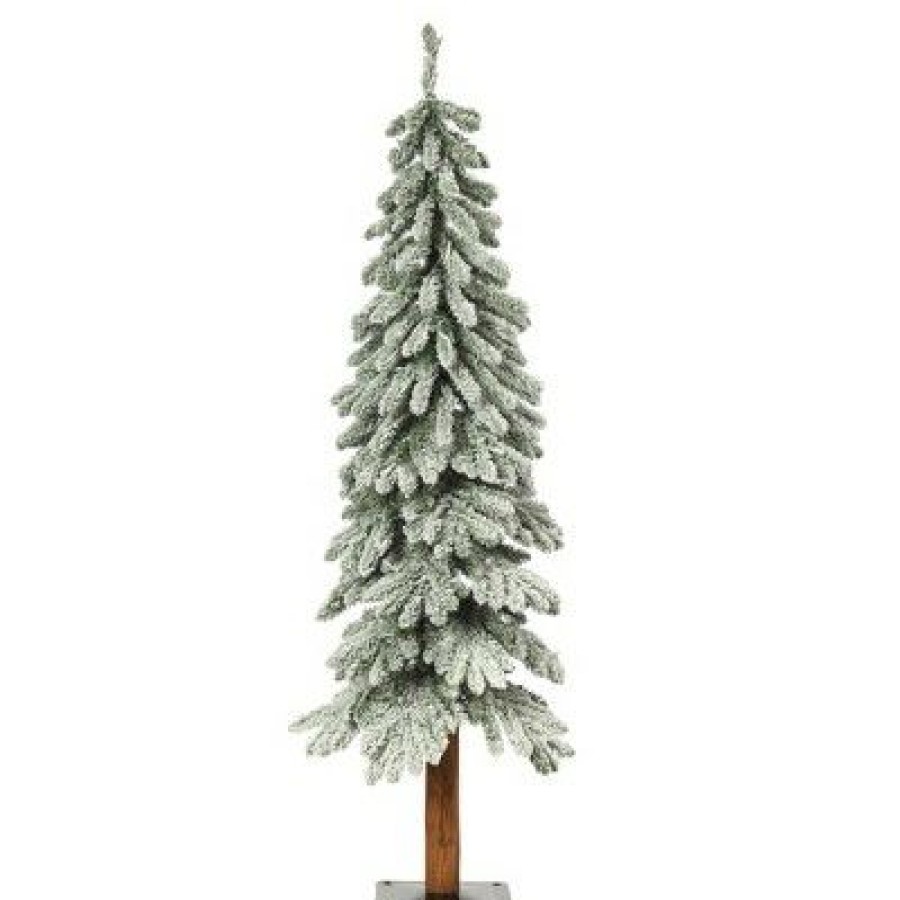 Pine * | 4Ft Haute Decor Pre-Lit Led Lightly Flocked Alpine Artificial Christmas Tree White Lights