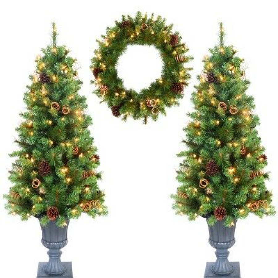 Pine * | Jeco Inc. 4Ft Christmas Tree And Holiday Wreath Set